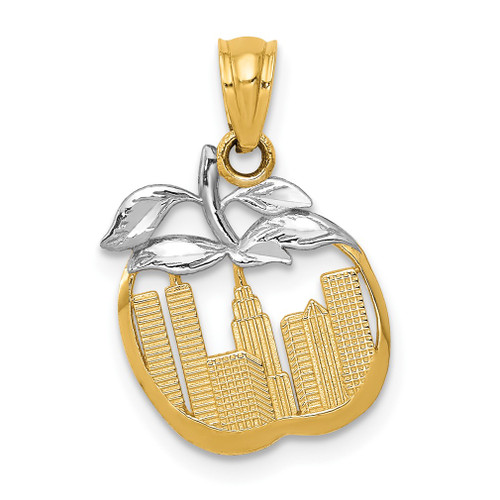 Lex & Lu 14k White Gold Cut-out New York Skyline in Apple Pendant - Lex & Lu