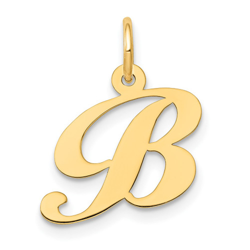 Lex & Lu 14k Yellow Gold Small Fancy Script Initial B Charm - Lex & Lu