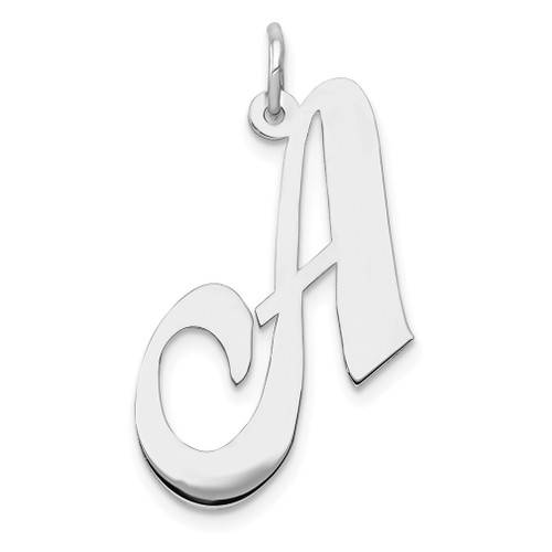 Lex & Lu 14k White Gold Large Fancy Script Initial A Charm - Lex & Lu