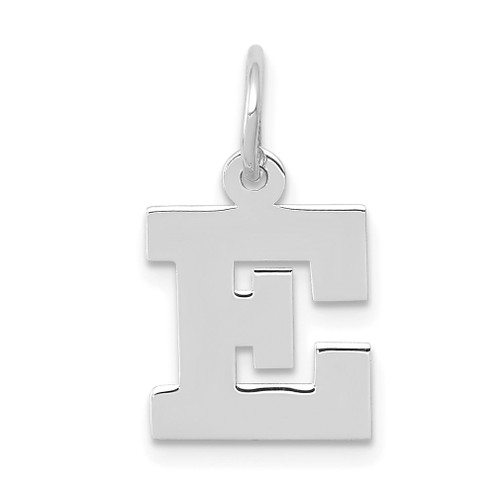 Lex & Lu 14k White Gold Small Block Initial E Charm - Lex & Lu