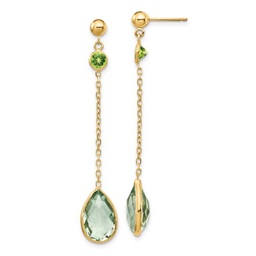 Lex & Lu 14k Yellow Gold Peridot and Green Quartz Post Earrings - Lex & Lu