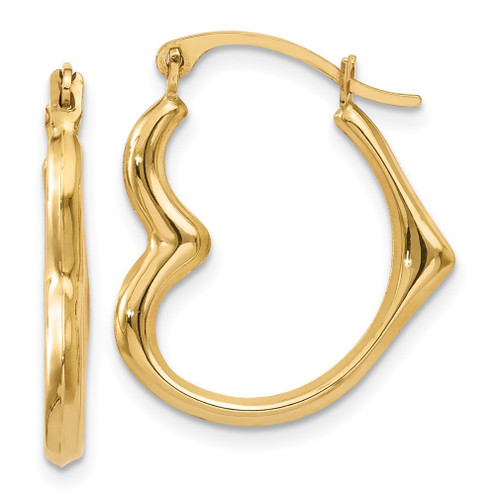 Lex & Lu 14k Yellow Gold Heart Hoop Earrings LAL91676 - Lex & Lu