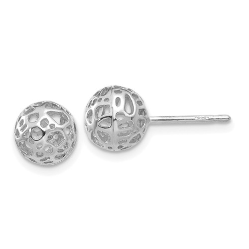 Lex & Lu 14k White Gold Medium Fancy Ball Post Earrings - Lex & Lu