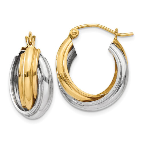 Lex & Lu 14k Two-tone Gold Polished Double Hoop Earrings LAL91906 - Lex & Lu