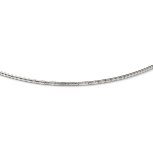 Lex & Lu 14k White Gold 2mm Round Omega Necklace - Lex & Lu