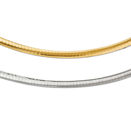 Lex & Lu 14k Two-tone Gold 4mm Reversible Omega Necklace - Lex & Lu