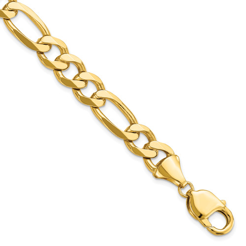 Lex & Lu 14k Yellow Gold 10mm Flat Figaro Chain Necklace or Bracelet LAL1299 - Lex & Lu