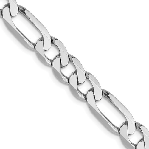 Lex & Lu 14k White Gold 6.0mm Flat Figaro Chain Necklace or Bracelet LAL1304 - Lex & Lu