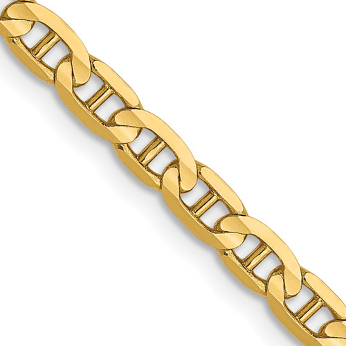 Lex & Lu 14k Yellow Gold 3mm Concave Anchor Chain Necklace or Bracelet - Lex & Lu