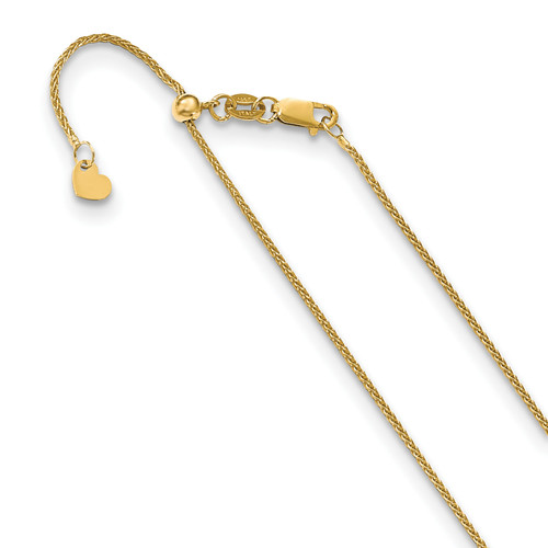 Lex & Lu 14k Yellow Gold Adjustable Wheat Chain Necklace LAL92084 - Lex & Lu