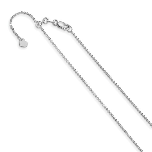 Lex & Lu 14k White Gold Adjustable Flat Cable Chain Necklace - Lex & Lu