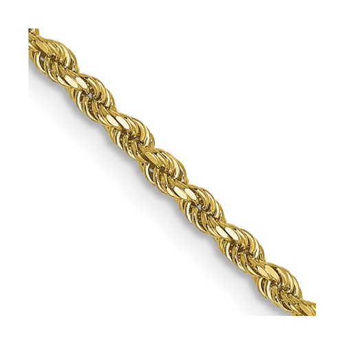 Lex & Lu 10k Yellow Gold 1.75mm D/C Rope Chain Necklace or Bracelet - Lex & Lu