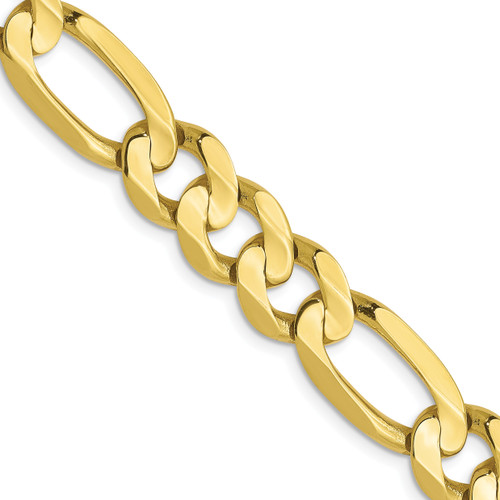 Lex & Lu 10k Yellow Gold 8.75mm Concave Figaro Chain Necklace or Bracelet - Lex & Lu