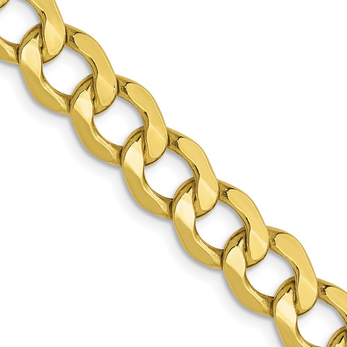 Lex & Lu 10k Yellow Gold 6.5mm Semi Solid Curb Link Chain Necklace or Bracelet LAL8242 - Lex & Lu