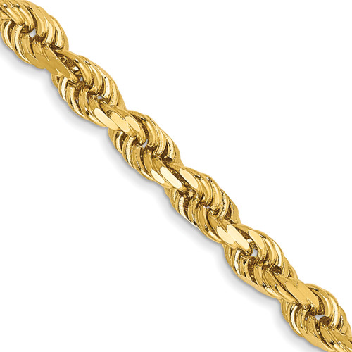 Lex & Lu 14k Yellow Gold 3mm D/C Rope Chain Necklace or Bracelet - Lex & Lu