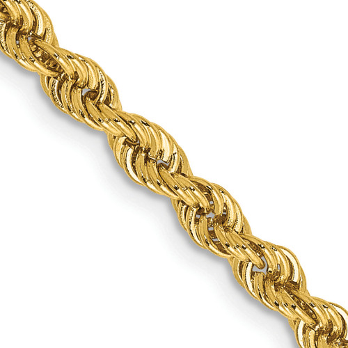 Lex & Lu 14k Yellow Gold 3mm Handmade Regular Rope Chain Necklace or Bracelet - Lex & Lu