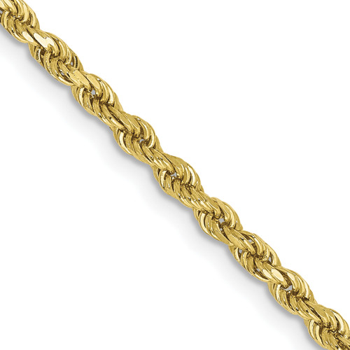 Lex & Lu 10k Yellow Gold 2.5mm Handmade D/C Rope Chain Necklace or Bracelet - Lex & Lu