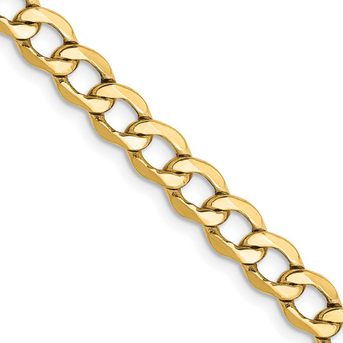 Lex & Lu 14k Yellow Gold 5.25mm Semi Solid Curb Link Chain Necklace or Bracelet - Lex & Lu