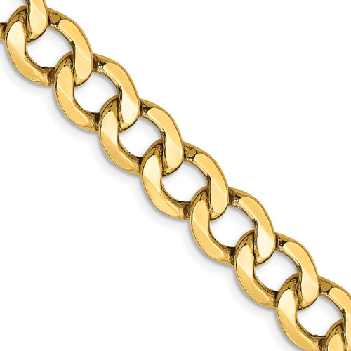 Lex & Lu 14k Yellow Gold 8.0mm Semi Solid Curb Link Chain Necklace or Bracelet - Lex & Lu