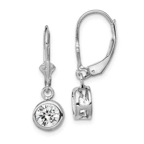 Lex & Lu Sterling Silver 6mm Round CZ Leverback Earrings - Lex & Lu