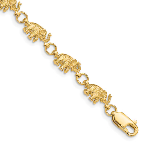 Lex & Lu 14k Yellow Gold Elephant Bracelet LAL92633 - Lex & Lu