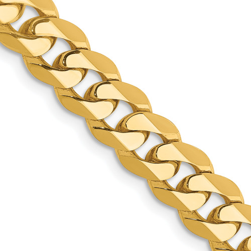 Lex & Lu 14k Yellow Gold 7.25mm Beveled Curb Chain Necklace or Bracelet - Lex & Lu