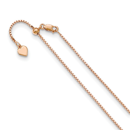 Lex & Lu Sterling Silver Rose Gold-plated Adj. Box Chain Necklace LAL92679 - Lex & Lu