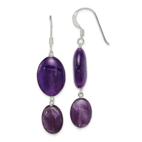 Lex & Lu Sterling Silver Amethyst and Dark Purple Jade Earrings - Lex & Lu