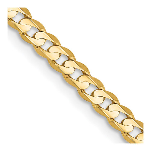 Lex & Lu 14k Yellow Gold 3mm Open Concave Curb Chain Necklace or Bracelet - Lex & Lu