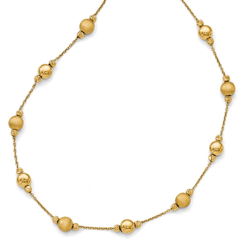 Lex & Lu 14k Yellow Gold D/C Scratch Finish Necklace or Bracelet - Lex & Lu