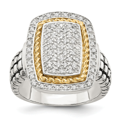 Lex & Lu 14k Yellow Gold w/Sterling Silver Diamond Ring LAL93255 - Lex & Lu