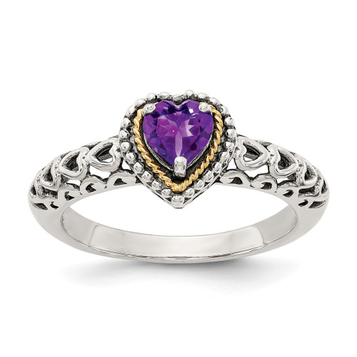 Lex & Lu 14k Yellow Gold w/Sterling Silver Amethyst Ring LAL93421 - Lex & Lu