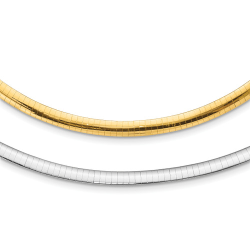 Lex & Lu 14k Two-tone Gold 5mm Reversible & Yellow Domed Omega Necklace - Lex & Lu