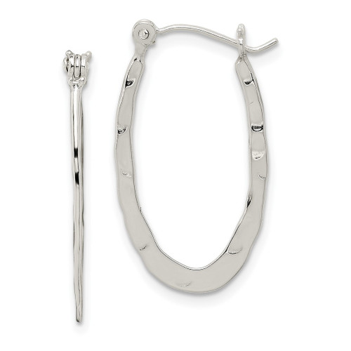 Lex & Lu Sterling Silver Hammered & Polished Hoop Earrings - Lex & Lu