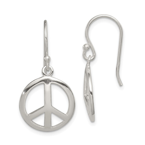 Lex & Lu Sterling Silver Polished Peace Dangle Earrings - Lex & Lu