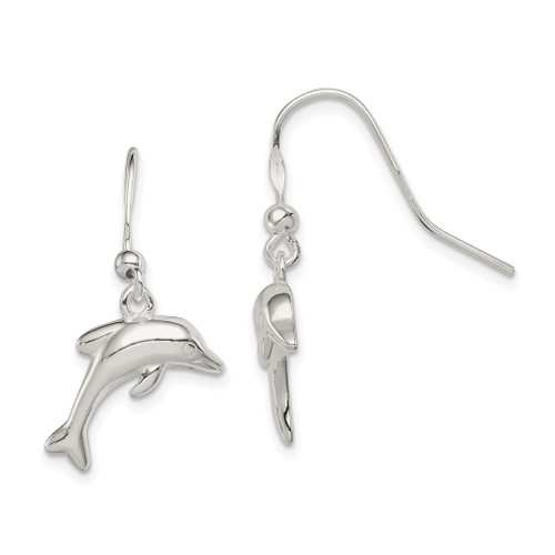 Lex & Lu Sterling Silver Polished Dolphin Dangle Earrings - Lex & Lu