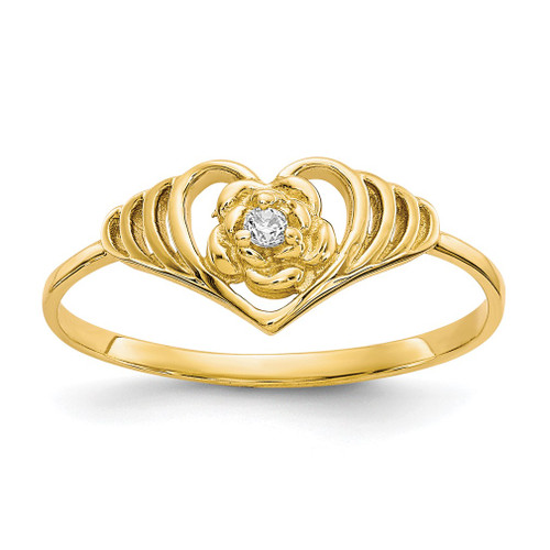 Lex & Lu 10k Yellow Gold CZ Heart Ring LAL96562 - Lex & Lu