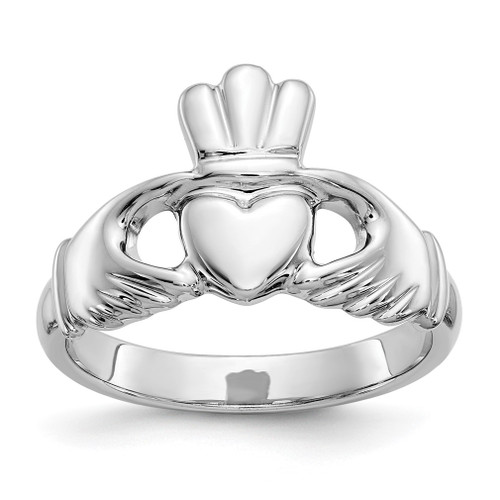 Lex & Lu 10k White Gold Polished Claddagh Ring LAL96629 - Lex & Lu