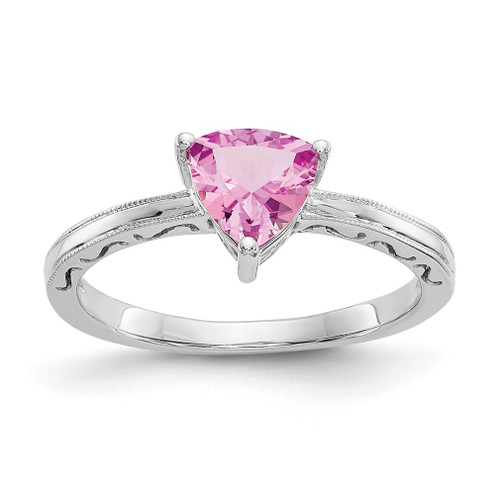 Lex & Lu 10k White Gold Created Pink Sapphire Ring 10 - Lex & Lu