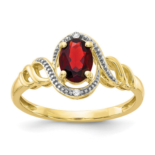 Lex & Lu 10k Yellow Gold Garnet Diamond Ring 10XB29 - Lex & Lu