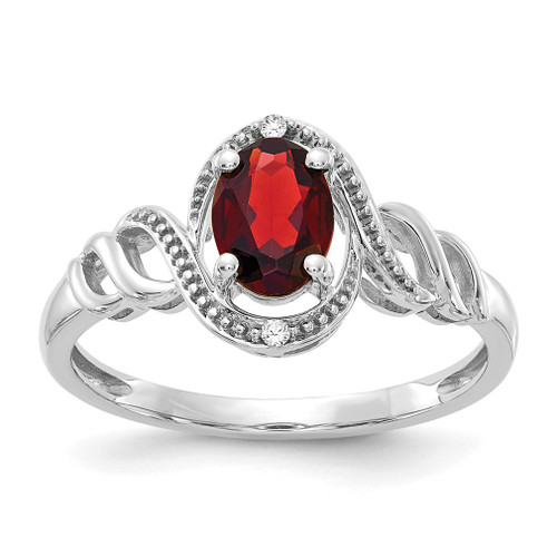 Lex & Lu 10k White Gold Garnet Diamond Ring 10XB31 - Lex & Lu