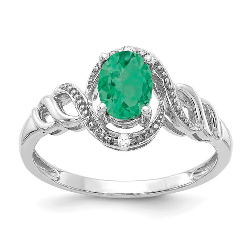 Lex & Lu 10k White Gold Emerald Diamond Ring 10X - Lex & Lu