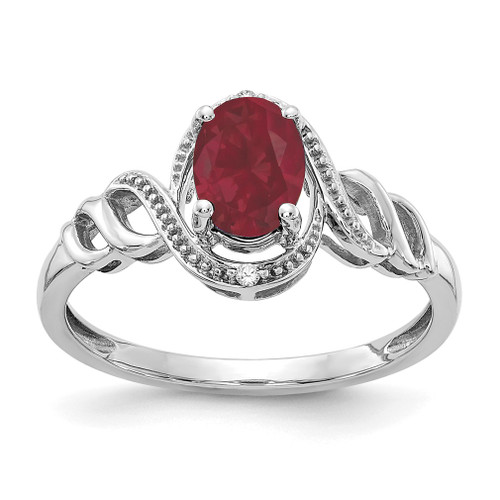 Lex & Lu 10k White Gold Ruby Diamond Ring 10XB31 - Lex & Lu