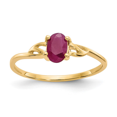 Lex & Lu 10k Yellow Gold Polished Geniune Ruby Birthstone Ring 10XBR1 LAL96713 - Lex & Lu