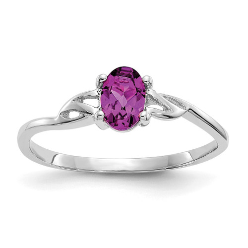 Lex & Lu 10k White Gold Geniune Rhodolite Garnet Birthstone Ring 10XBR1 LAL96724 - Lex & Lu