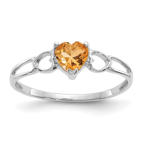 Lex & Lu 10k White Gold Polished Geniune Citrine Birthstone Ring 10XBR1 LAL96753 - Lex & Lu