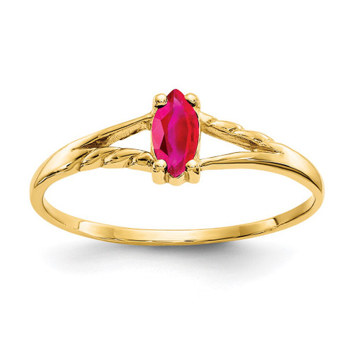 Lex & Lu 10k Yellow Gold Polished Geniune Ruby Birthstone Ring 10XBR1 LAL96761 - Lex & Lu