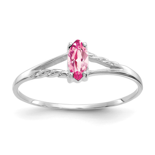 Lex & Lu 10k White Gold Geniune Pink Tourmaline Birthstone Ring 10XBR1 LAL96776 - Lex & Lu