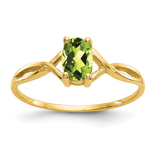 Lex & Lu 10k Yellow Gold Polished Geniune Peridot Birthstone Ring 10XBR2 - Lex & Lu