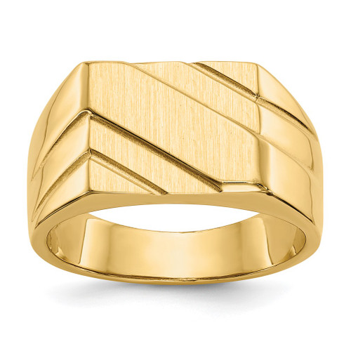 Lex & Lu 14k Yellow Gold Polished Diagonal Men's Signet Ring - Lex & Lu